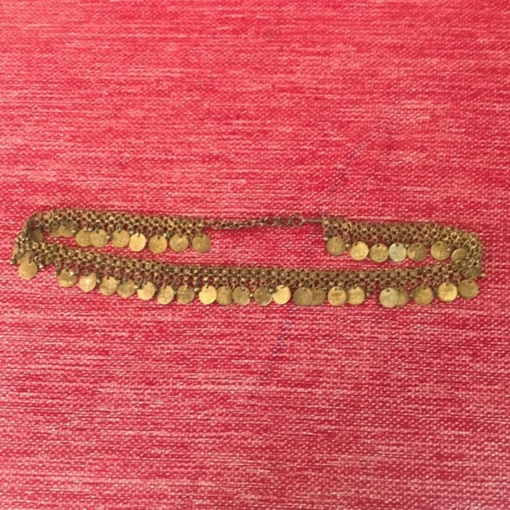 Boho Tribal Coin Chain Belly Dance Hip Belt Antiqued Gold 37”